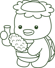 Lineart of Kawaii japanese mythology Kappa sticker cute.
Coloring book of Cute kappa mascot ghost japanese.