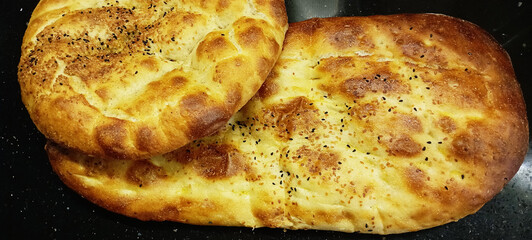 Ramadan Pita (Turkish name; Ramazan Pidesi) Traditional Turkish bread for holy month Ramadan
