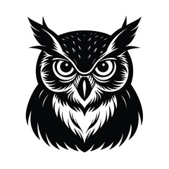 Great Horned Owl Head Staring Forward