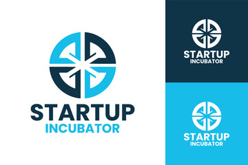 Minimalist and Bold Startup Incubator Logo Design with Blue Color Contrast