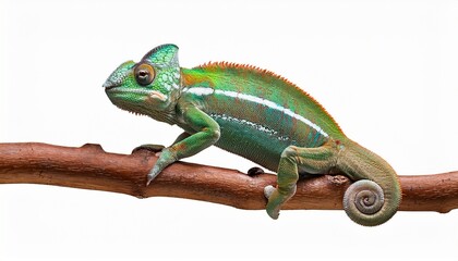 Obraz premium chameleon resting on branch isolated transparent cutout