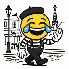 Emoticon Mime Walking in Paris