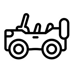 Convertible car with front window line icon, desert transport concept. Vector graphics. Automobile, military vehicle sign on white background, style mobile or design.