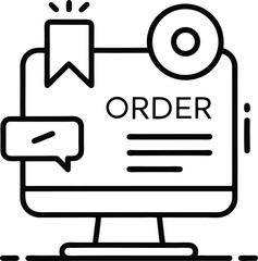 Online Order Notification Icon: E-commerce Purchase & Digital Alert Symbol