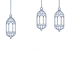Elegant Islamic lanterns with twinkling stars on a dark gradient background, perfect for festive digital use.