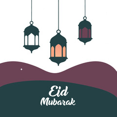Elegant Islamic lanterns with twinkling stars on a dark gradient background, perfect for festive digital use.