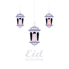 Elegant Islamic lanterns with twinkling stars on a dark gradient background, perfect for festive digital use.
