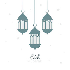 Elegant Islamic lanterns with twinkling stars on a dark gradient background, perfect for festive digital use.