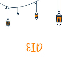 Elegant Islamic lanterns with twinkling stars on a dark gradient background, perfect for festive digital use.