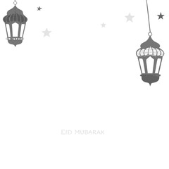 Elegant Islamic lanterns with twinkling stars on a dark gradient background, perfect for festive digital use.