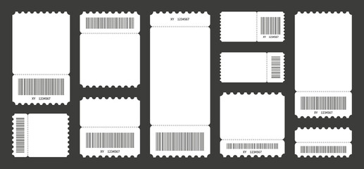 Set blank ticket template concert ticket lottery coupons vector