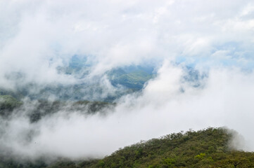 Mist in the valley during the Rain Season.Natural Rain Season landscape Northern Thailand.