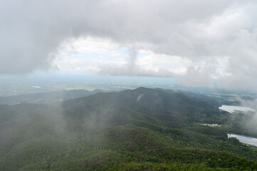 Mist in the valley during the Rain Season.Natural Rain Season landscape Northern Thailand.