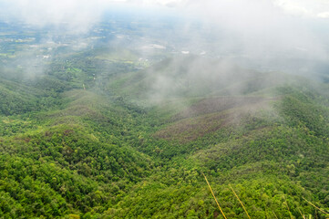 Mist in the valley during the Rain Season.Natural Rain Season landscape Northern Thailand.