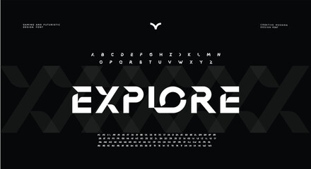 Creative simple modern urban alphabet font. Digital abstract futuristic, logo, music, sport, minimal technology typography. Simple numeric vector illustration