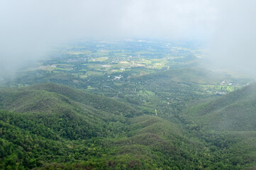 Mist in the valley during the Rain Season.Natural Rain Season landscape Northern Thailand.