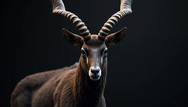 Fototapeta Sable Antelope with Spiral Horns Portrait