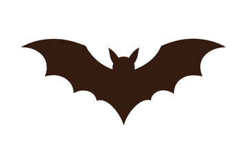 Simple Black Bat Silhouette Icon Illustration for Halloween or Animal Design