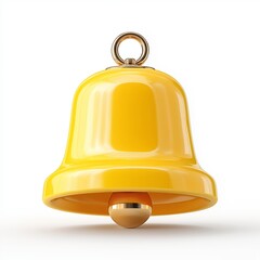 Vibrant 3D notification bell icon designed for digital alerts and reminders, showcasing a bright color against a clean white background for emphasis in user interfaces