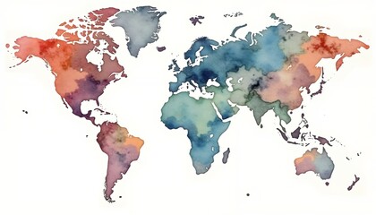 Watercolor world map