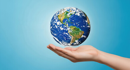 Protecting our precious Earth one conscious choice at a time Gentle hands hold a detailed globe symbolizing environmental care