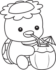 Lineart of Kawaii japanese mythology Kappa sticker cute.
Coloring book of Cute kappa mascot ghost japanese.