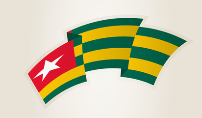 Togo Flag in Abstract Ribbon Shape, National Symbol of the Togo.