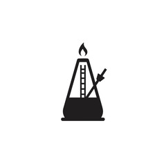 Laboratory flask with flame and thermometer for scientific concept  on a transparent background icon	