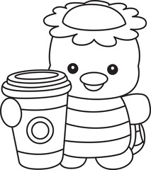 Lineart of Kawaii japanese mythology Kappa sticker cute.
Coloring book of Cute kappa mascot ghost japanese.