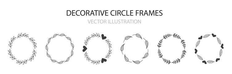 Circle border frames, Floral wreaths and Love Circle Frame, VECTOR ILLUSTRATION
