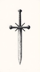 Medieval Sword with Crossguard, and Illustration.