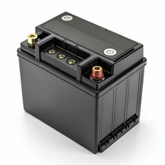 black motorcycle battery isolated on white background