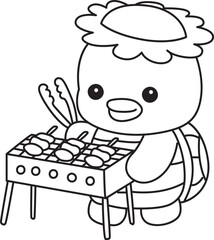 Outline of Kawaii japanese mythology Kappa sticker cute.
Coloring pages of Cute kappa mascot ghost japanese.