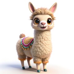 Fototapeta premium 3D Llama isolated on white background.