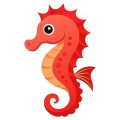 red Seahorse isolated on white background