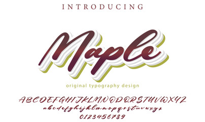Maple Font Stylish brush painted an uppercase vector letters, alphabet, typeface