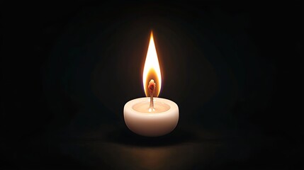 Single candle flame with dark background.