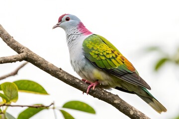 Fototapeta premium Colorful blue, yellow, red, and green tropical macaws and parrots perch on a branch, showcasing their beautiful exotic feathers and beaks in nature