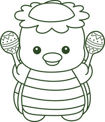 Outline of Kawaii japanese mythology Kappa sticker cute.
Coloring pages of Cute kappa mascot ghost japanese.