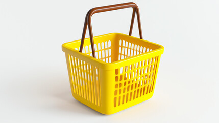 yellow shopping basket on white background
