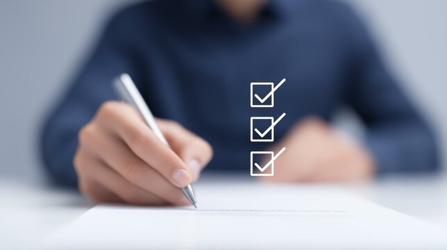 A person checking off tasks on a list, representing productivity and organization.