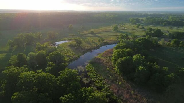 Aerial view of the Rogalin Landscape Park, Poland.	