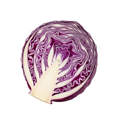 Obraz premium Sliced ruby cabbage reveals intricate layers on black