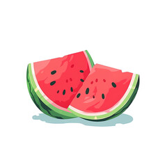 Two Slices of Watermelon Illustration