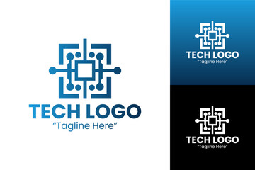 Obraz premium Professional Tech Logo Design with Modern Geometric Shape in Blue and White