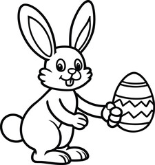 Fototapeta premium Cute Black and White Easter Bunny with Egg