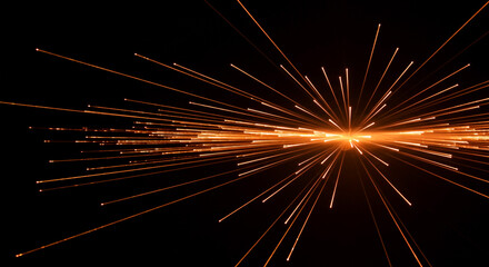 Obraz premium Intense orange sparks flying from metal work, industrial process. 