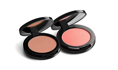 Illustrations of cosmetic products and teenage models in various makeup scenarios, isolated on white background for commercial beauty and skincare concepts.