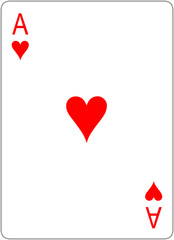 Flat Vector Illustration of Ace of Hearts Playing Card