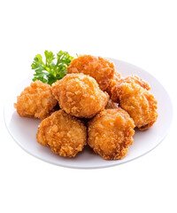 Fried Chicken on transparent background. Chicken pieces that have been coated in seasoned flour or batter and deep-fried.